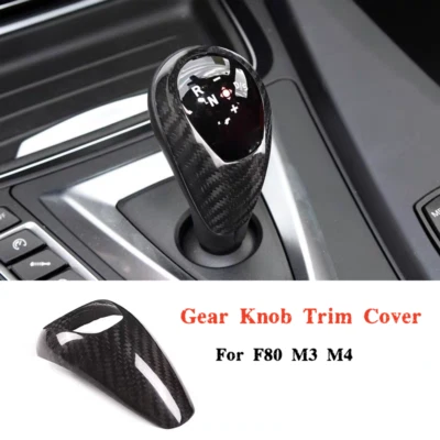 Gloss Carbon Fiber Gear Shift Knob Trim Cover For BMW M3 F80 2015 2016 2017 2018 - Image 1 of 4