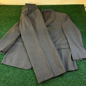 Chaps Suit Set Blazer & Pants Gray Pinstripe Wool Cashmere Mens 44R 38x30" - Picture 1 of 21