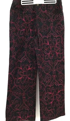 Pantalones de mezclilla DONCASTER SPORT para mujer talla 12 negros vaqueros rojos bordados nuevos sin etiquetas Foto 1 de 4