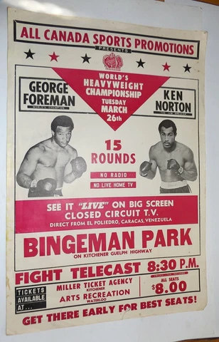 (POSTER) ALL CANADA SPORTS PROMOTIONS George Foreman Ken Norton 1976 KITCHENER Cover