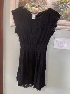 American Rag Black Lace Lined Mini Dress Stretch Juniors Size Large Used - Picture 1 of 12