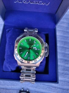 ⏰️ NEW ARAGON A543LIM Millipede Max GMT NH34 48MM Green Watch - Picture 1 of 13