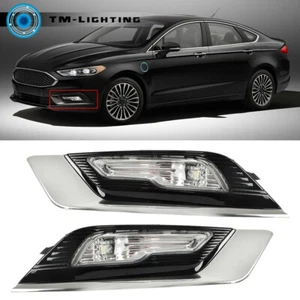 Pair of Driving Fog Lights LED Lamps w/Cover Bezel For 2017-2018 Ford Fusion - Picture 1 of 9