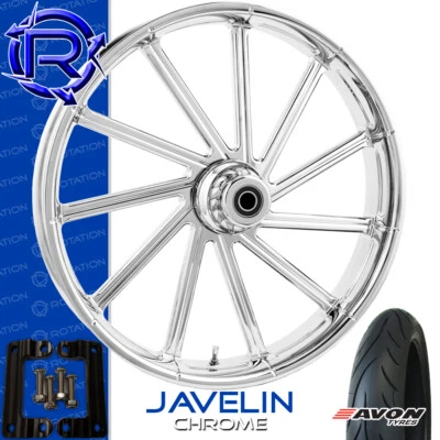 Rueda de moto cromada Javelin rotación Kawasaki Vaquero Vulcan paquete 21" Foto 1 de 2