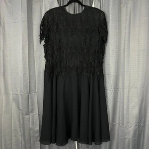 Abito midi vintage after dark frange overlay donna 14 nero strega stravagante magia - Foto 1 di 16