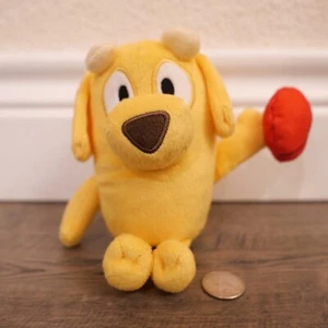 Bluey Neighbor Lucky Yellow Plush with Red Football 8” Dog Stuffed Animal - Picture 1 of 4