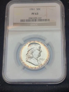 1961 50C Franklin Half Dollar NGC Pf63 Gorgeous Bullseye Toned Monster - Picture 1 of 11