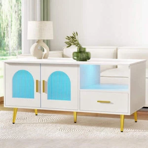 Artiss LED Coffee Table Shelf Drawer Storage White - Picture 1 of 8
