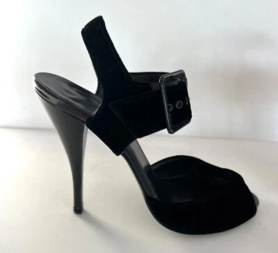 FABULOUS PIERRE HARDY BLACK VELVET SHOES SANDALS, PEEP TOES, EU 40, WORN TWICE! - Image 1 of 4