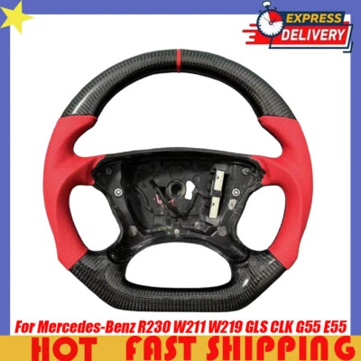 Carbon Fiber Red Steering Wheel for Mercedes-Benz R230 W211 W219 GLS CLK G55 E55 - Изображение 1 из 4