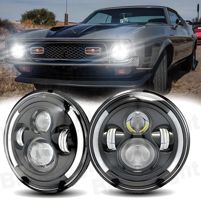 Par de faros LED redondos de 7 pulgadas haz alto/bajo A+ para Ford Mustang Bronco 1965-1973 Foto 1 de 4