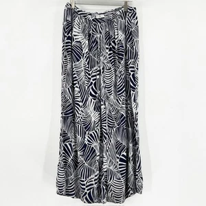 Abercrombie & Fitch Hose blau weiß bedruckt hoher Bund offenes Bein weites Bein M - Bild 1 von 4