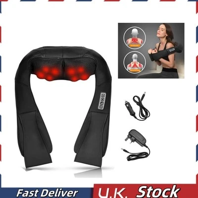 Electric Shiatsu Neck Shoulder Back Massager with Heat Kneading Home Car Office