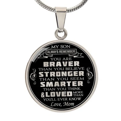Great Gift To My Son - Love Mom Necklaces From Mother Mommy Mama for Birthday's - Image 1 of 3