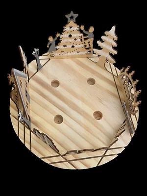 DEKO TABLETT AUS HOLZ MIT KERZENHALTER UND STECKFUNKTION 12 MOTIVE SCHMUCKJAGD - Bild 1 von 4