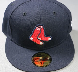 Gorra ajustada de los Medias Rojas de Boston para hombre 7 1/4 azul marino MLB béisbol New Era 59Fifty - Imagen 1 de 11