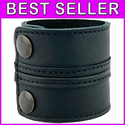 Elegante brazalete de cuero - pulsera unisex de grano completo Foto 1 de 4