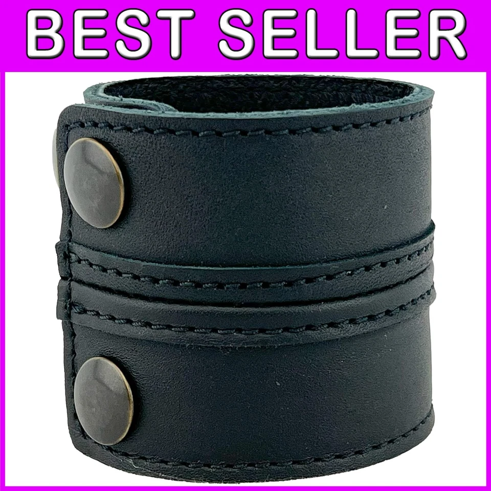 Elegante brazalete de cuero - pulsera unisex de grano completo Foto 1 de 4