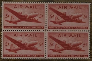 US - Scott C32- Air Mail - Block of 4 - DC-4 Skymaster - MNH!!! - Picture 1 of 1