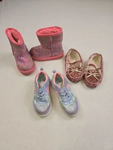 Mädchen Schuhe Stiefel Paket Rosa Leopard Glitzer Boots Größe 9 UGG Skechers - Bild 1 von 2