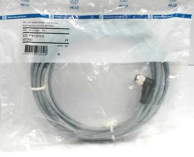 XZC-PV1241L5 Pre wired connectors XZ elbowed female M12 4 pins cable PVC 5 m Tel - Image 1 of 4