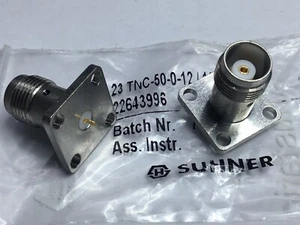 TNC Chassis Mounting Female Socket, 50Ohm Suhner Quality, Gold Centre Pin NATO - Picture 1 of 5