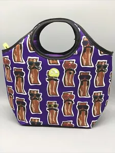 Igloo Zipper Can Cooler Lunch Bag Insulated Tote Sunglasses Mustache Bacon Funny - Picture 1 of 7