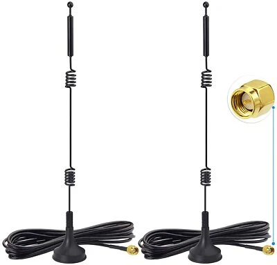 2, Doble Banda WiFi 2.4GHz 5GHz Base Magnética SMA Antena Macho para Inalámbrico Vedio Foto 1 de 4