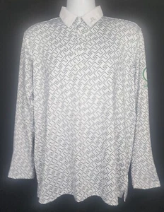 J Lindeberg Polo Shirt Mens M Long Sleeve White Black Performance VGA Logo USA - Picture 1 of 8