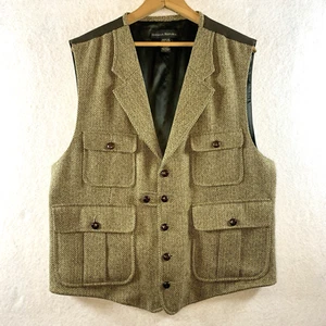 VTG Mens Wool Tweed English Countryside Vest Sz L Equestrian Heritage Hunting - Picture 1 of 14