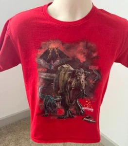 JURASSIC WORLD T SHIRT YOUTH LARGE RED SYSTEM READY - Picture 1 of 2