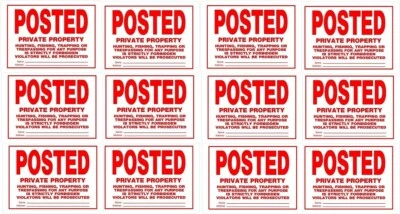 (12) Hillman 840159 Aluminum 10" x 14" POSTED PRIVATE PROPERTY Signs  - Image 1 of 3