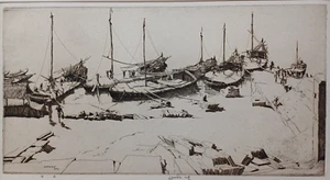Ernest Stephen Lumsden RE, RSA 1883 – 1948 "A Chain of Boats" Original etching - Picture 1 of 17