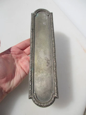 Antique Brass Finger Plate Push Door Handle Victorian Vintage Old Nickel Husks Cover