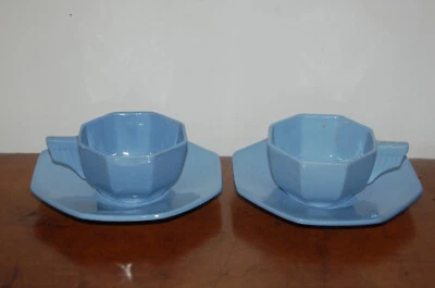 Ancienne tasse LONGWY ART DECO BLEUE , toi & moi - Photo 1/3