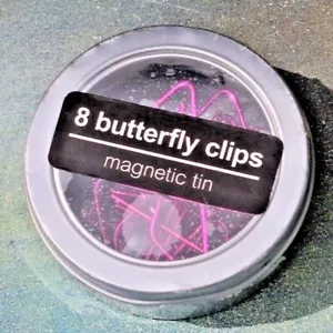 Clips Mariposa Púrpura en Lata Redonda Magnética, Juego de 8 NUEVOS Sellados ¡ENVÍO GRATUITO! - Imagen 1 de 2