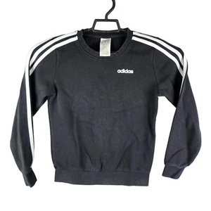Boys Black Adidas Sweatshirt Crew Neck Long Sleeve Cotton Blend Youth Size XS - Picture 1 of 11