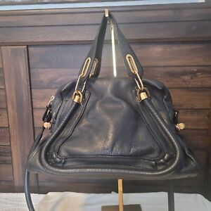 Chloe Paraty Shoulder/ Crossbody Handbag Black Calfskin Leather 