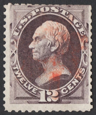 US Sc# 151 USED { 12c HENRY CLAY } FANCY RED CANCEL BEAUTY FROM 1870 CV$ 255.00 - Image 1 of 4