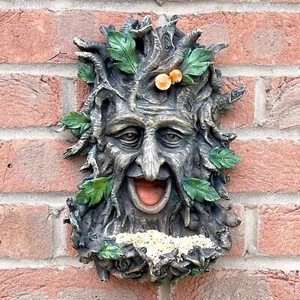 Green Tree Man Ornament Wall Mounted Plaque Hanging Bird Feeder Garden Decor Art - Picture 1 of 7