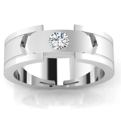 Alianza de boda de diamantes naturales de corte redondo de 0,21 quilates platino real 950 talla 11 Foto 1 de 4