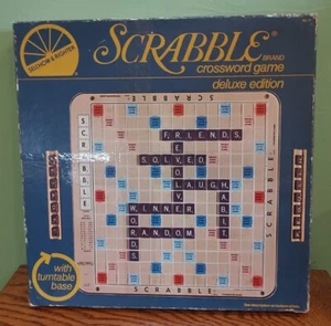 Vintage 1977 SCRABBLE DELUXE EDITION Selchow & Righter w Turntable - Picture 1 of 11