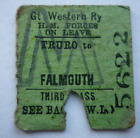 1945 GWR Truro to Falmouth  Railway Station HM  Forces on Leave M Ticket