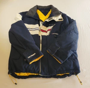 Vintage Tommy Hilfiger Men's Navy Blue Down Filled Jacket Coat Size Medium - Picture 1 of 17