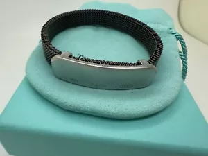 Tiffany Co Stainless Steel 1837 ID Bracelet Stretch Mesh - Picture 1 of 8