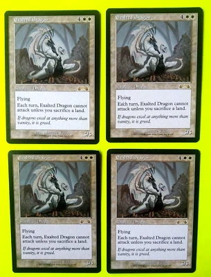 Magic the Gathering MTG Exodus EXALTED DRAGON X4 ( 2 NM/M, 1 VLP, 1 LP) R 1998! - Image 1 of 4