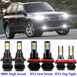 For Saab 9-7x 2005-2009 LED Headlight High Low Fog Light Bulbs Combo Kit 6000K - Picture 1 of 12