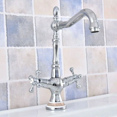 Polished Chrome Kitchen Bathroom Sink Faucet Swivel Spout Basin Mixer Tap - Image 1 of 4