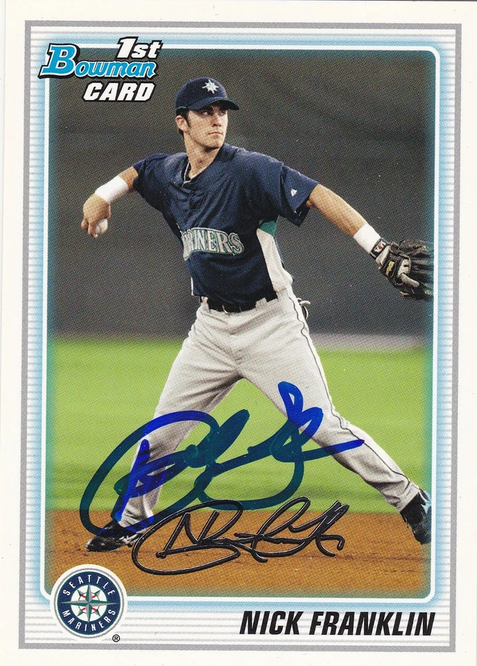 NICK FRANKLIN SEATTLE MARINERS SIGNED CARD MILWAUKEE BREWERS LOS ANGELES ANGELS - Image 1 of 1