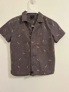 Art Class Button Up Shirt Boys Small 6/7 Brown White Dots - Picture 1 of 5